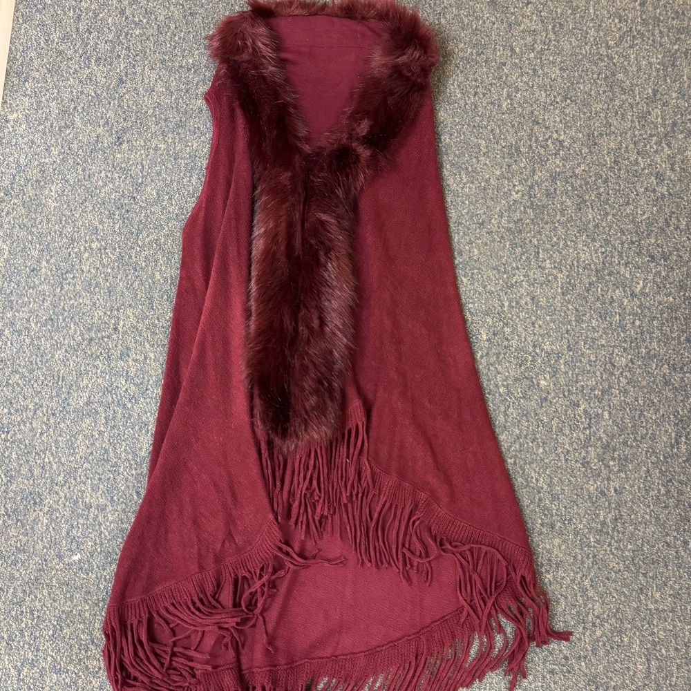 Red Fluffy Coat Outerwear